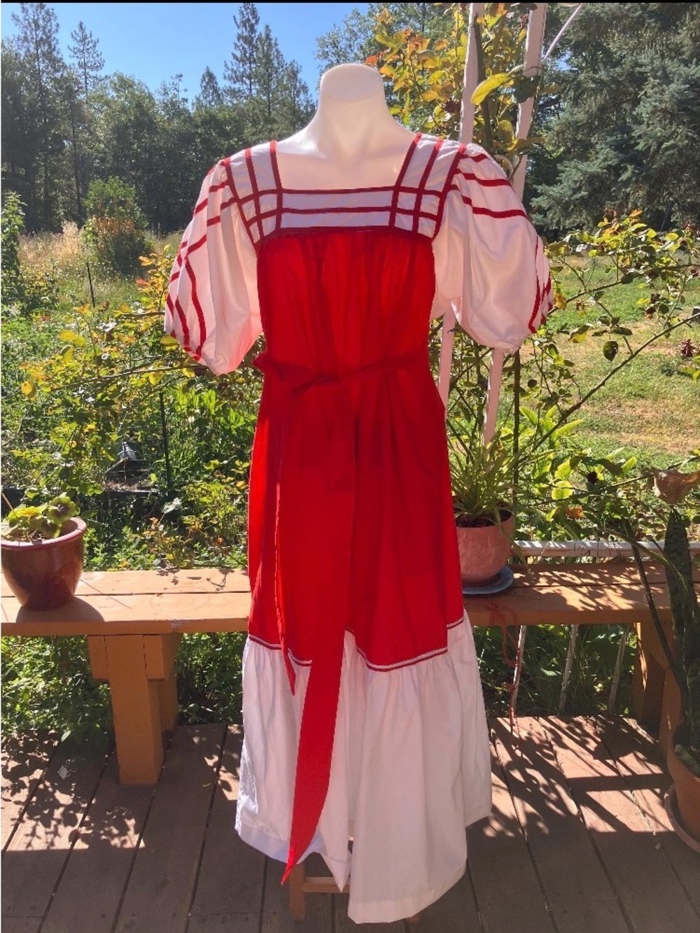 Joy of The Isles vintage prairie dress Oktoberfest Mumu 1960’s applique sleeve - Picture 5 of 8